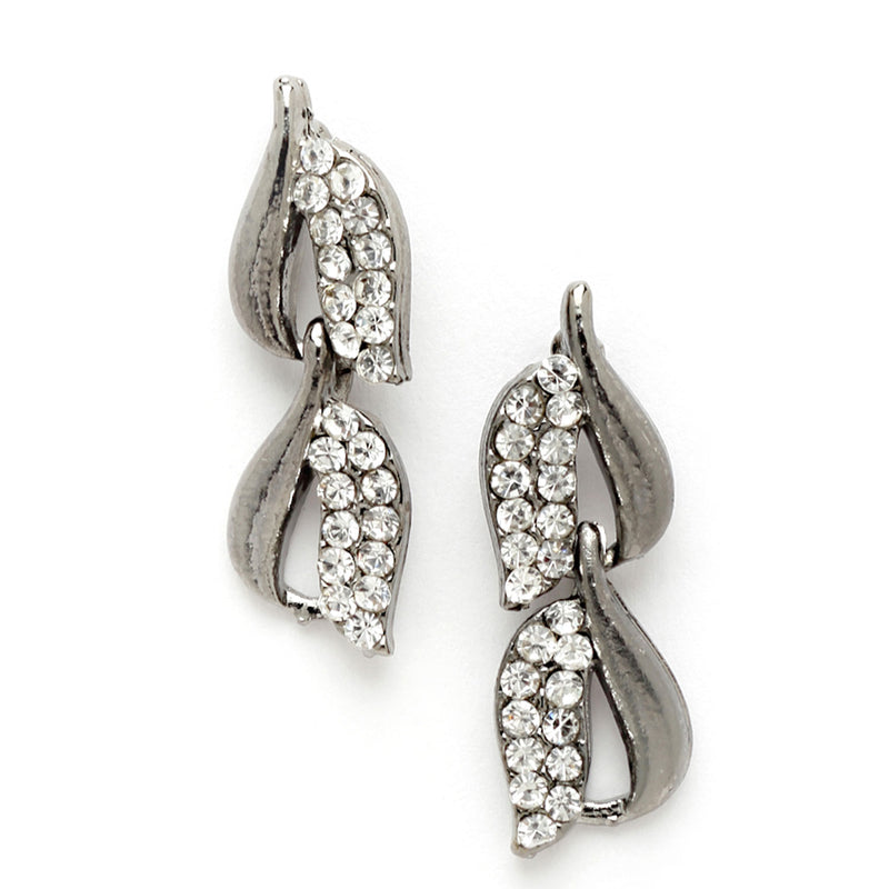 Rhodium-Plated with Oxidised Silver-Tone Studded Jewellery Set