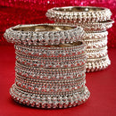 Rhodium-Plated with Silver-Tone Set of 28 Textured Oxidized Bangles