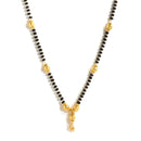 Sparkling Gold Plated Wedding Jewellery American Diamond Solitaire Mangalsutra Tanmaniya Combo For Women