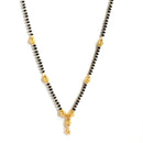 Set Of 3 Gold-Plated AD-Studded Black Beaded Mangalsutra