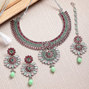 Rhodium-Plated with Silver-Tone American Diamond Stone-Studded Jewellery Set