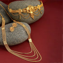 Gold-Plated Textured Floral Multi Layer Jewellery Set Combo