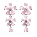 Rhodium-Plated with Silver-Tone Pink American Diamond-Studded Jewellery Set