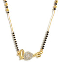 Set Of 3 Gold-Plated AD-Studded Black Beaded Mangalsutra