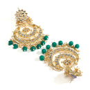 Gold Plated Green Kundan Bead Drops Ethnic Maang Tikka & Earring