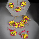 Yellow & Pink Flower Jewellery Set Combo