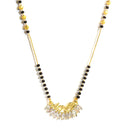 Set Of 3 Gold-Plated & Black American Diamond-Studded & Beaded Mangalsutra