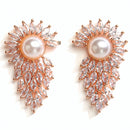 Off White American Diamond Rose Gold-Plated Contemporary Stud Earrings