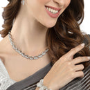 Rhodium Plated Silver Toned Butterfly White Cubic Zirconia Studded Jewellery Set Combo