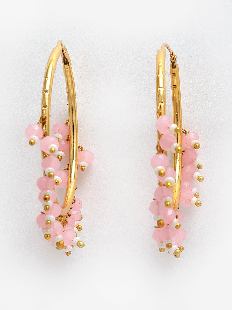 Gold-Plated Pink Pearl Drop 3 Intricate Layered Jewellery Set