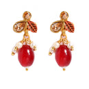 Designer Meena Work Gold Plated Necklace Set With Earrings