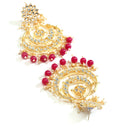 Gold Plated Red Kundan Bead Drop Ethnic Maang Tikka & Earring