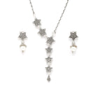 Rhodium-Plated with Silver-Tone Silver CZ Studded Handcrafted Jewellery Set