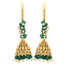 Five Layered Gold-Plated Green Pearl Beaded Jewellery Set
