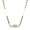 Set Of 3 Gold-Plated & Black Beaded AD Studded Mangalsutra