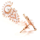 Off White American Diamond Rose Gold-Plated Contemporary Stud Earrings