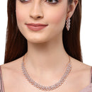 Rose Gold-Plated White American Diamond Studded Handcrafted Jewellery Set