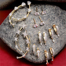 Set Of 8 White Contemporary Hoop & Studded Earrings