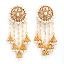 White Classic Circular Shaped Gold-Plated Earring With Drop Jhumka Earrings