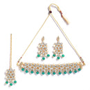 Flower Shaped Choker Bridal Necklace Set With Earrings Maang Tikka