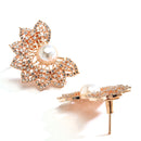 Off White Crescent Shaped Rose Gold-Plated Studs Earrings