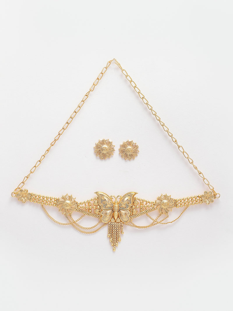 Gold-plated Butterfly Intricated Detail Choker Jewellary Set