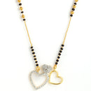 Set Of 3 Gold-Plated Black American Diamond-Studded & Beaded Mangalsutra