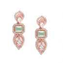 Rose Gold-Plated White & Green Crystal Studded Handcrafted Jewellery Set