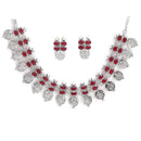 Temple Coin Rhodium-Plated with Silver-Tone Kundan-Studded Jewellery Set