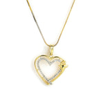 Gold-Plated Heart Shaped White Cubic Zirconia Stone Studded Pendant Combo