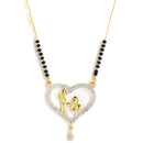 Sparkling Gold Plated Wedding Jewellery American Diamond Solitaire Mangalsutra Combo