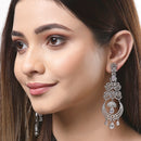White Rhodium-Plated with Silver-Tone American Diamond Chandelier Earrings