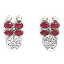 Temple Coin Rhodium-Plated with Silver-Tone Kundan-Studded Jewellery Set