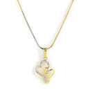 Gold-Plated Heart Shaped White Cubic Zirconia Stone Studded Pendant Combo