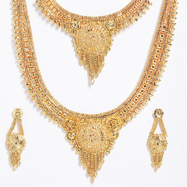 Gold-Plated Textured Jewellery Set Combo