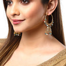 Multicoloured Dome Shaped Jhumkas Earrings with Gold-Plated Copper