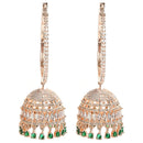 Rose Gold-Plated White & Green American Diamond Studded Jewellery Set