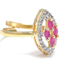 Gold-Plated Red & White American Diamond Studded Jewellery Set Combo