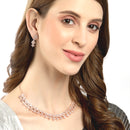 Rose Gold-Plated White American Diamond-Studded Jewellery Set
