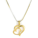 Gold-Plated Heart Shaped White Cubic Zirconia Stone Studded Pendant Combo