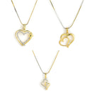 Gold-Plated Heart Shaped White Cubic Zirconia Stone Studded Pendant Combo