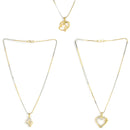 Gold-Plated Heart Shaped White Cubic Zirconia Stone Studded Pendant Combo