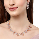 Rose Gold-Plated CZ & American Diamond Studded Handcrafted Jewellery Set