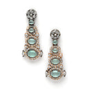Rose Gold-Plated Gunmetal Toned Sea Green American Diamond studded Quirky Shaped Drop Earrings