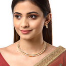 Floral Gold Plated American Diamond White Collar Necklace Set with Earrings