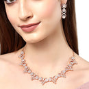 Rose Gold-Plated CZ & American Diamond Studded Handcrafted Jewellery Set