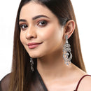 White Rhodium-Plated with Silver-Tone American Diamond Chandelier Earrings