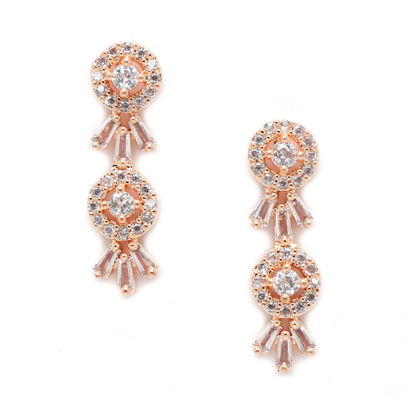 Rose Gold-Plated White American Diamond-Studded Jewellery Set