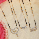 Sparkling Gold Plated Wedding Jewellery American Diamond Solitaire Mangalsutra Combo