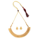 Traditional Temple Coin White Pearl Small Choker Necklace With Earring Jewellery